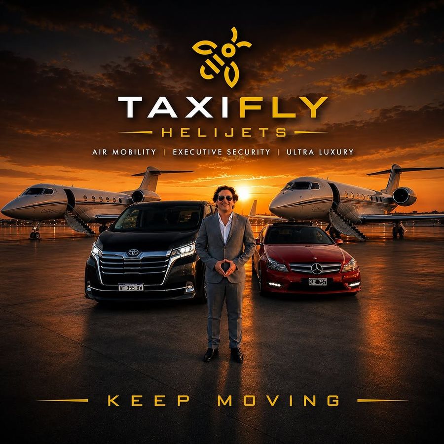 Flota terrestre de TaxiFly frente a dos jets privados